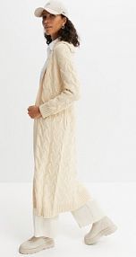 Długi płaszcz dzianinowy w warkocze  damski Bonprix