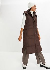 Kamizelka pikowana ocieplana z poliestru z recyklingu, z odpinanym kapturem  damska Bonprix