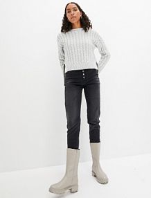 Dżinsy ocieplane, z miękką spodnią stroną, typu boyfriend  damskie Bonprix