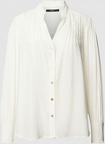 Bluzka koszulowa z mieszanki wiskozy z marszczeniami Zero biała damska EAN 1082501924