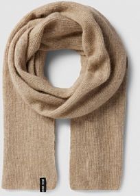 Szal z mieszanki wełny z detalem z logo model THORA MOS MOSH brązowy damski EAN 153970