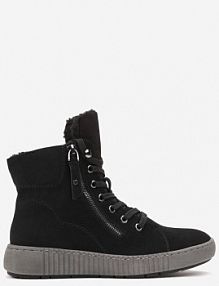 Czarne Traperki Sportowe ze Sznurowaniem i Ociepleniem Persetina Renee damskie