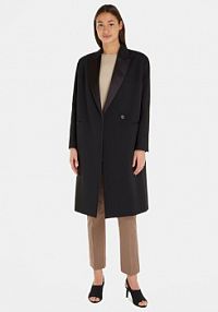 Płaszcz Calvin Klein czarny damski Wełniany