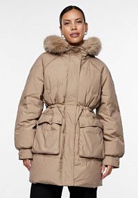 Kurtka puchowa YAS beżowa damska 