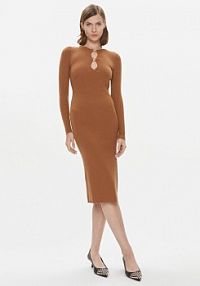 Sukienka dzianinowa PINKO brązowa Leone 101845 A15S  Slim Fit