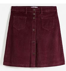 Spódnica sztruksowa ze stretchem i plisą guzikową  Bonprix