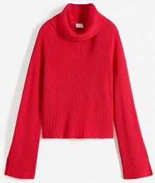 Krótki sweter z golfem  damski Bonprix