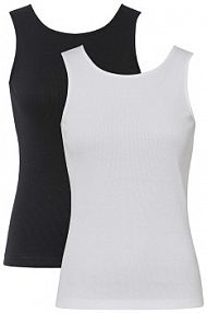 Top w prążek (2 szt.), bawełna organiczna  damski Bonprix