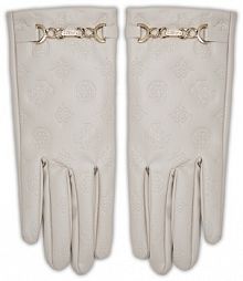 Rękawiczki skórzane Guess écru