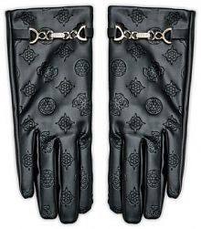 Rękawiczki skórzane Guess czarne