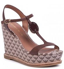 Sandały na obcasie Emporio Armani brązowe