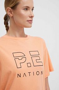 T-shirt P.E Nation  pomarańczowy damski 234T041