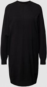 Sukienka z dzianiny o długości do kolan z okrągłym dekoltem s.Oliver RED LABEL czarna EAN Strick Naht11