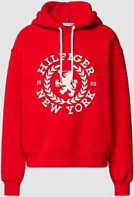 Bluza z kapturem i nadrukiem z motywem z logo Tommy Hilfiger czerwona damska EAN WW0WW40577