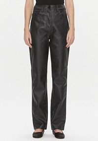 Spodnie skórzane Calvin Klein Jeans czarna Z imitacji skóry