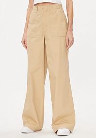 Spodnie eleganckie Tommy Jeans beżowe damskie Materiałowe