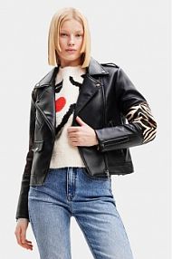 Kurtka skórzana Desigual czarna damska 