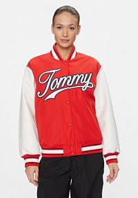 Bomberka Tommy Jeans czerwona Kurtka bomber Letterman DW0DW17233  Relaxed Fit