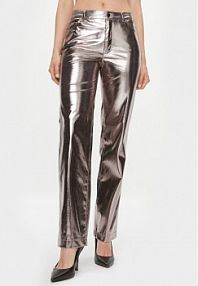 Spodnie skórzane Guess złota Z imitacji skóry