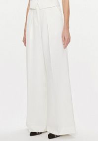 Spodnie eleganckie KARL LAGERFELD białe damskie Palazzo