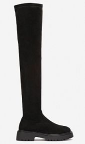 Czarne kozaki za Kolano na Grubej Podeszwie z Protektorem Ludra Renee damskie