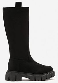 Czarne kozaki przed Kolano na Grubej Podeszwie Zeffira Renee damskie