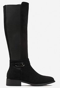 Czarne kozaki Muszkieterki z Elastyczną Wstawką i Klamerką Wambra Renee damskie