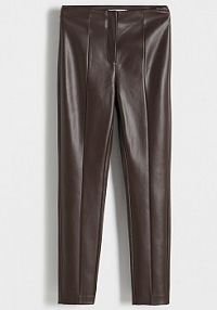 Spodnie z imitacji skóry Reserved brązowa 4979V-88X