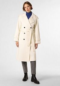 Płaszcz wełniany Kobiety Wełna beżowy/biały jednolity 3 The Kooples damski