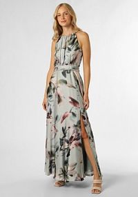 Sukienka wieczorowa Kobiety Satyna niebieska/zielona/wielokolorowa wzorzysty 42 Swing