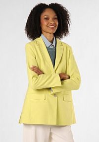 Blezer  z dodatkiem lnu Kobiety Bawełna żółty/beżowy w paski 40 MOS MOSH