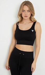 Prążkowany bezszwowy biustonosz active  czarny Guess