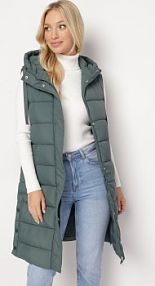 Zielona Długa Pikowana kamizelka Zapinana na Napy i Suwak Ishtar bh forever damska