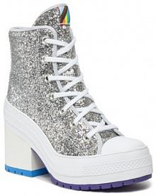 Botki na obcasie Converse srebrne