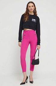 Spodnie eleganckie Moschino Jeans  różowe damskie 0332.8772