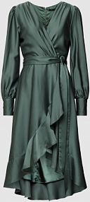 Sukienka koktajlowa z wiązanym paskiem Swing zielona EAN 5AE29200