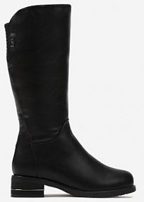 Czarne kozaki przed Kolano z Cyrkoniami Manarra Born2Be damskie