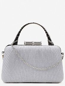 Srebrna Brokatowa torebka Kopertówka z Rączką Ringleta Born2Be
