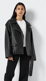 Kurtka skórzana Noisy May czarna damska Z imitacji skóry