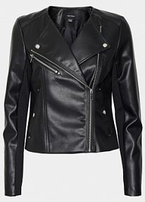 Kurtka skórzana Vero Moda czarna damska Z imitacji skóry Riley 10302441  Slim Fit