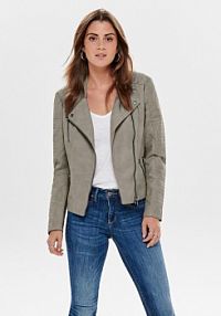 Kurtka skórzana ONLY szara damska Z imitacji skóry Ava 15102997  Regular Fit