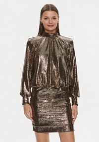 Sukienka koktajlowa ViCOLO złota FR0017  Regular Fit