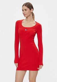 Sukienka dzianinowa Tommy Jeans czerwona 