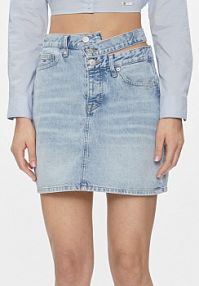 Spódnica mini Tommy Jeans niebieska Jeansowa