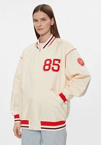 Bomberka Tommy Hilfiger beżowa Kurtka bomber Baseball WW0WW40477  Oversize