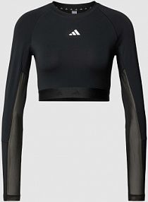 Bluzka krótka z długim rękawem i detalem z logo adidas Training czarna damska EAN IN6773