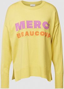 Bluza z prążkowanymi wykończeniami milano italy żółta damska EAN CO ON French