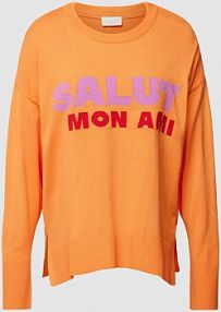 Bluza z prążkowanymi wykończeniami milano italy pomarańczowa damska EAN CO ON French