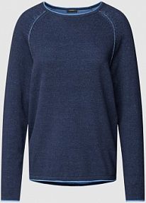 Sweter z dzianiny z okrągłym dekoltem w kolorze szaroniebieskim montego niebieski damski EAN 2868505733
