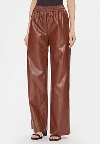 Spodnie skórzane Max Mara Leisure brązowa Z imitacji skóry